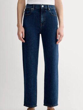 Everlane The Way High Jeans Indigo Blue Wash Organic Cotton Straight Leg Size 24